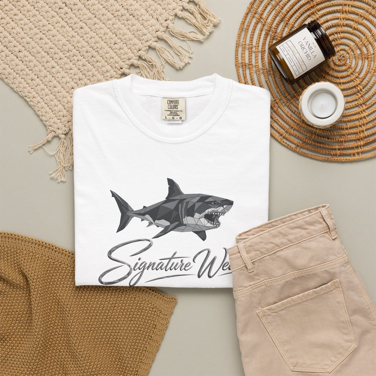 Signature Wear Shark Graphic T-Shirt — White, Black & More Colors