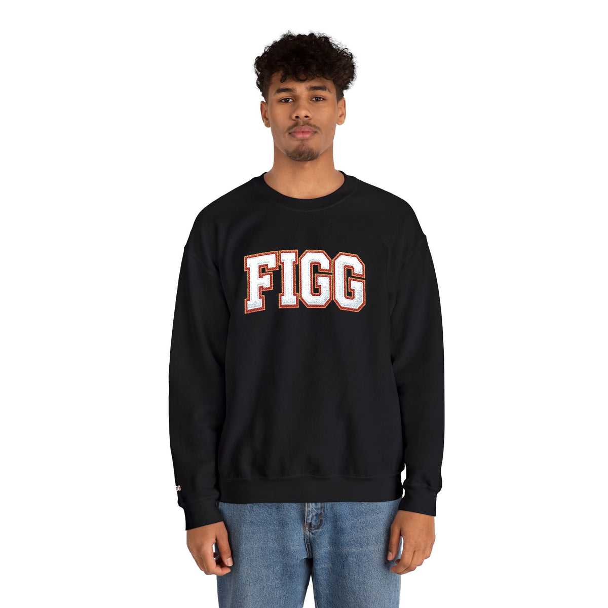 FFiGG Embroidered Collegiate Crewneck — Sport Grey, Black & More Colors
