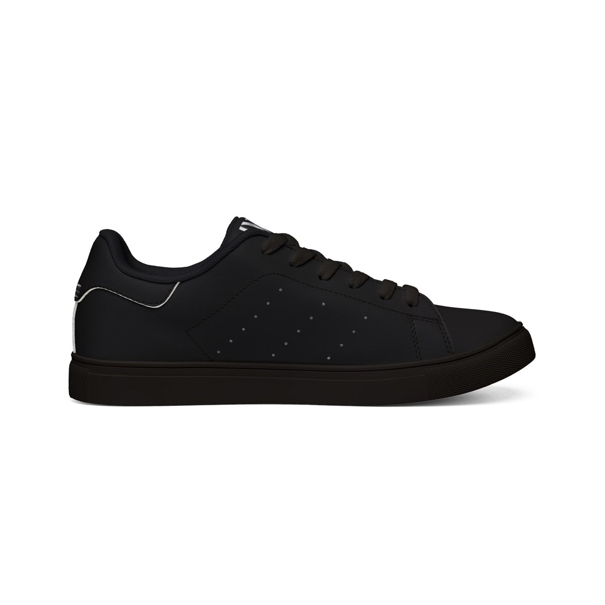 Men's Low-Top Leather Sneakers — Black Retro Logo Casual Shoes