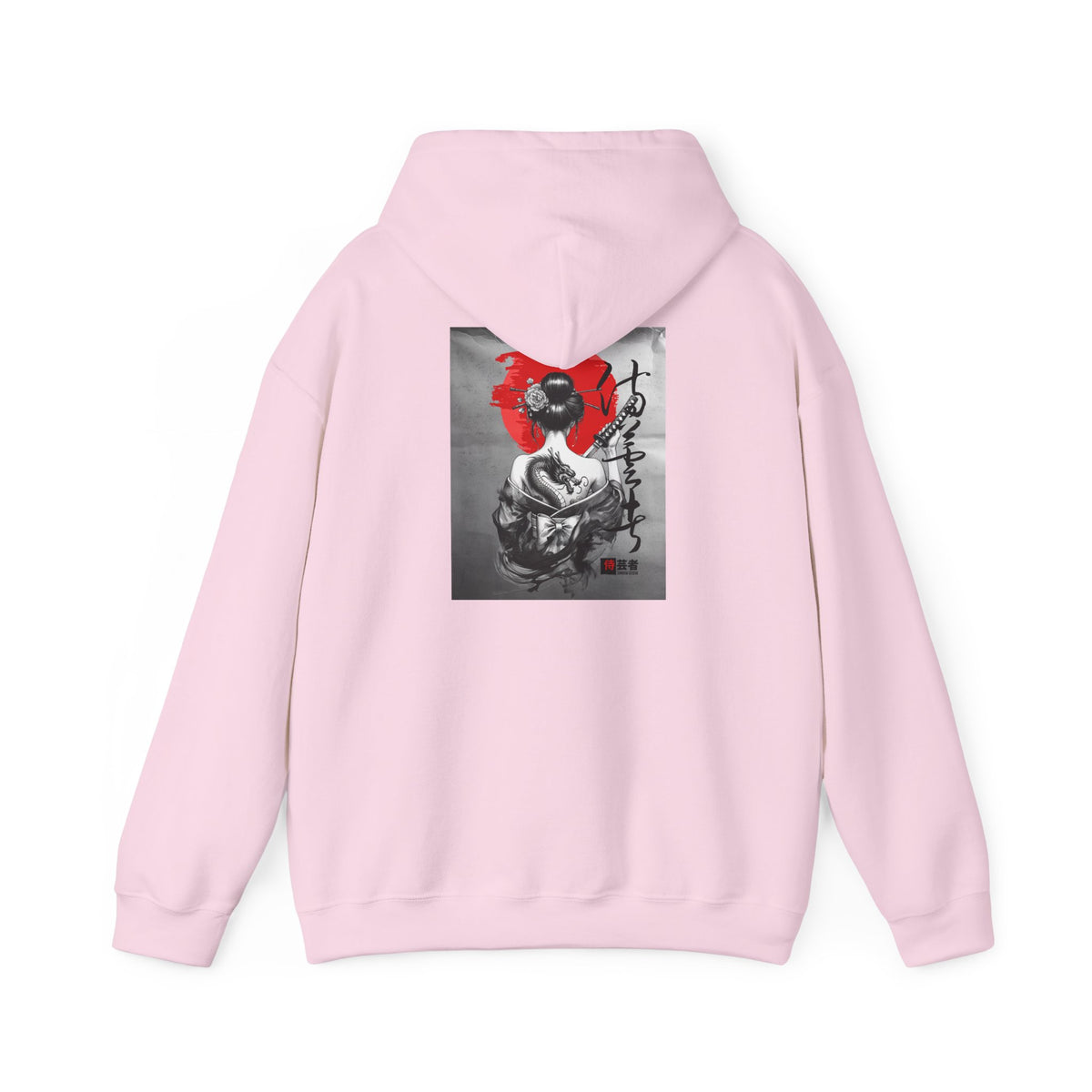 Samurai Poppy Hoodie — Japanese Ink Art Hooded Sweatshirt