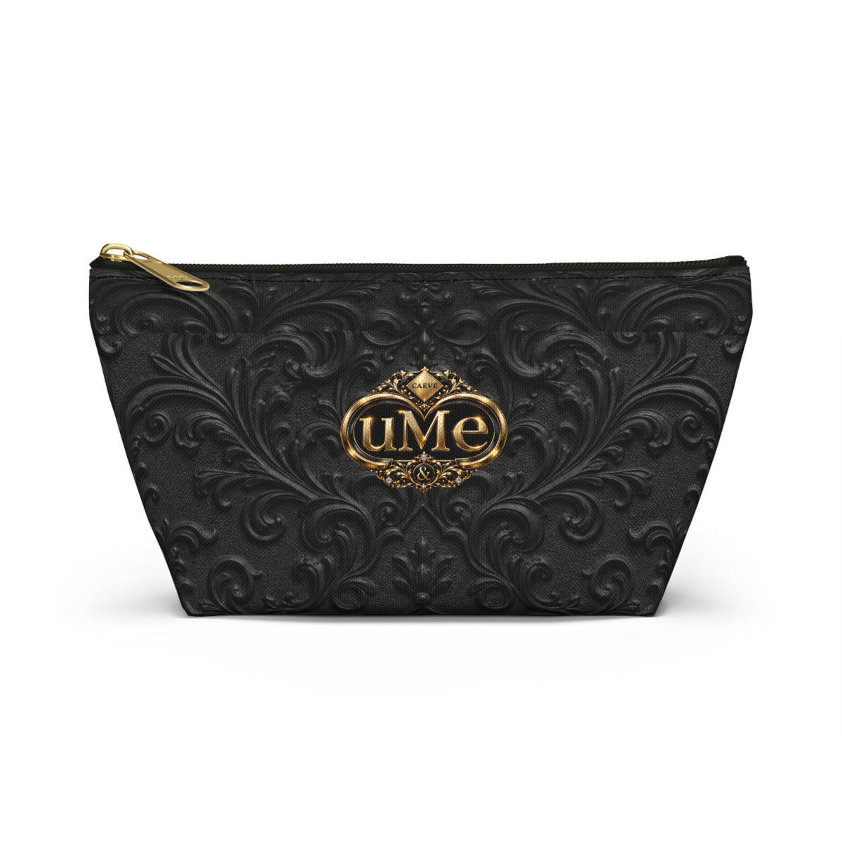 Black UME Gold Crest Accessory Pouch — All-Over Print