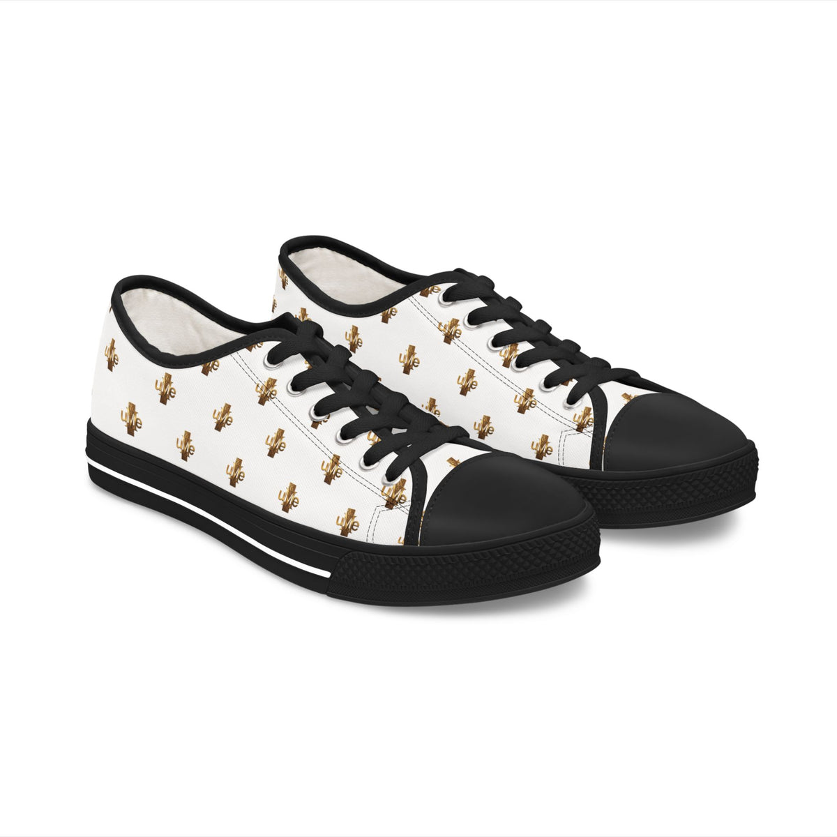 Women’s Low-Top Sneakers — White All-Over Print
