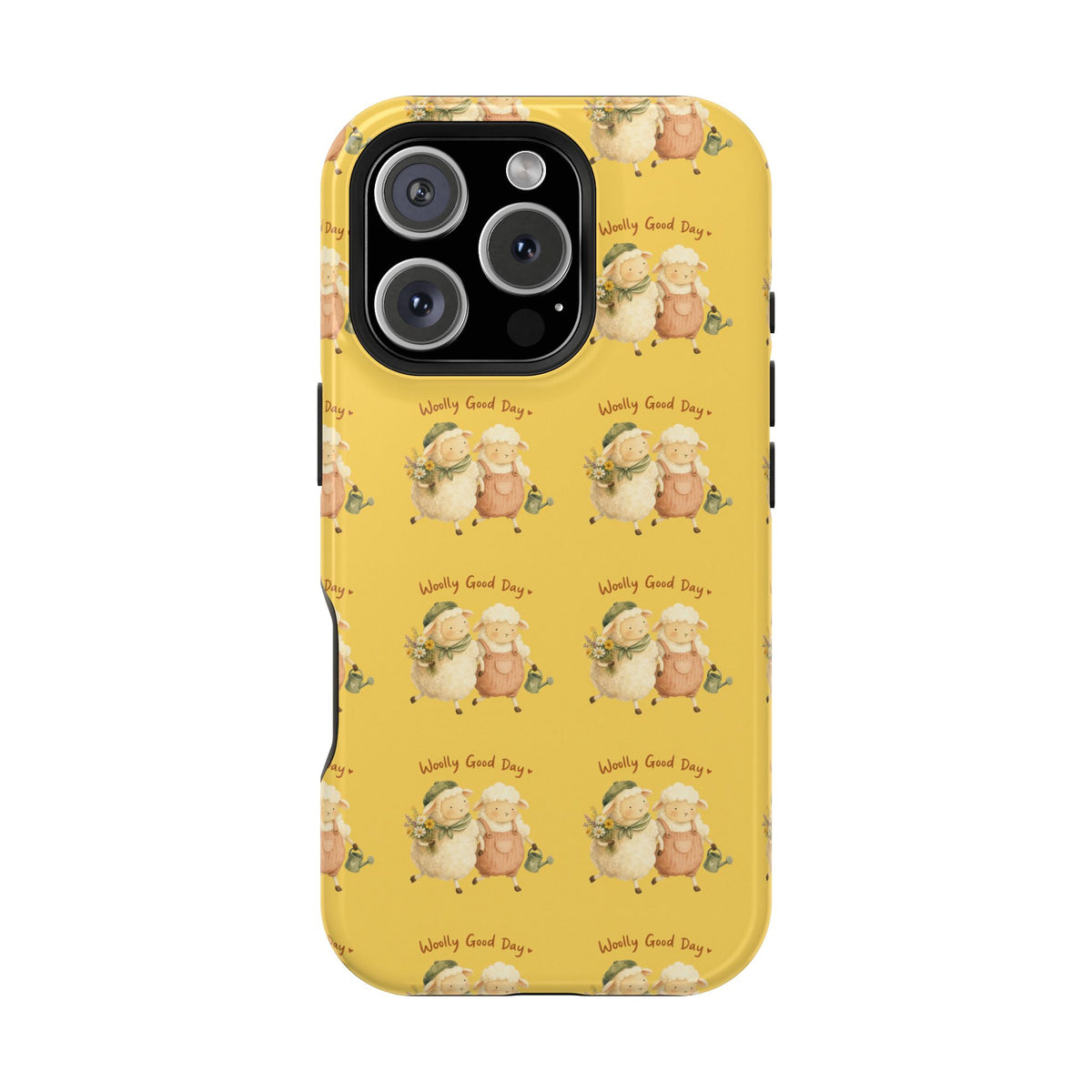 "Woolly Good Day" Phone Case — Yellow Sheep Pattern Magnetic Impact-Resistant Cover