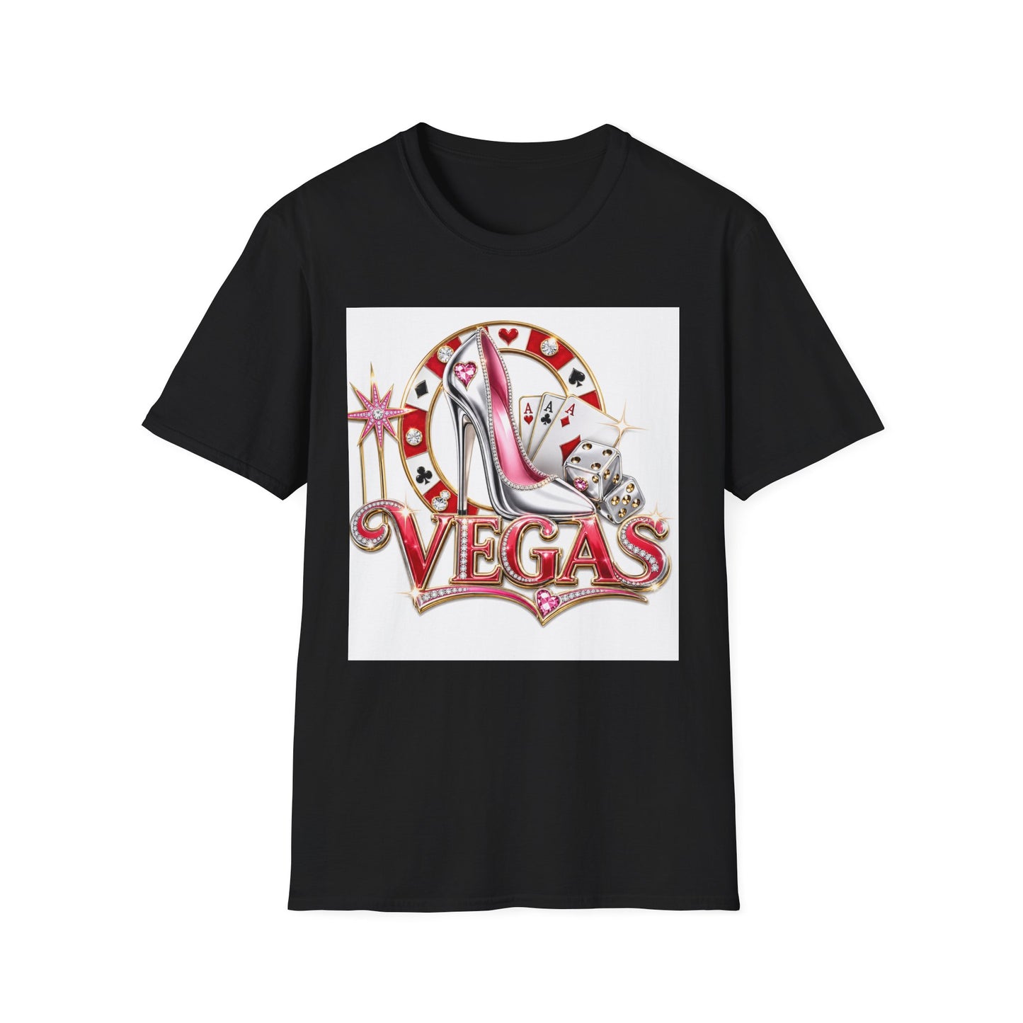 Las Vegas Casino Heels T-Shirt – Retro Vegas Cards & Dice Graphic