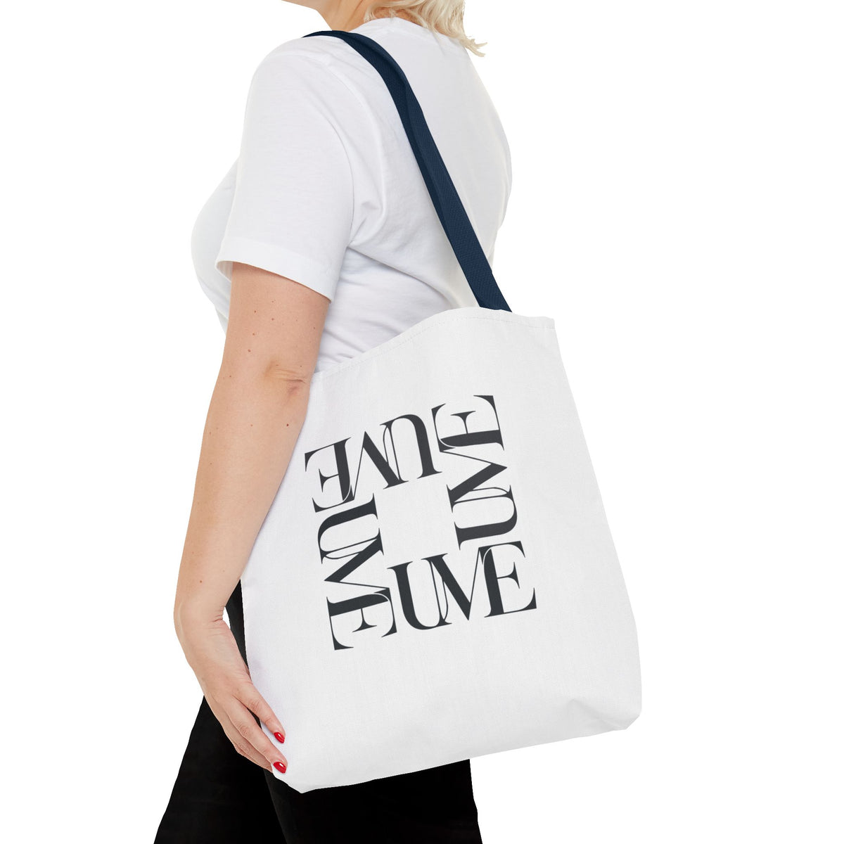 UME Square Typography Tote Bag — White