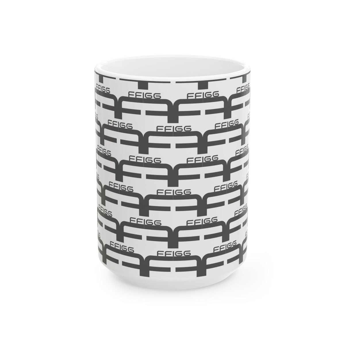 FFiGG Geometric Pattern Ceramic Mug — White
