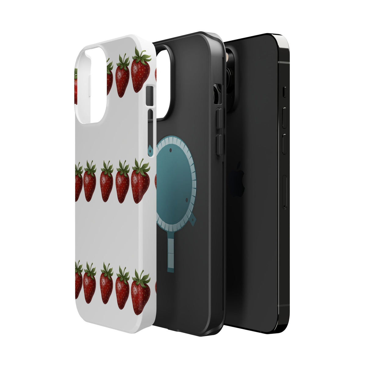 Strawberry Row Phone Case — White MagSafe Magnetic Impact-Resistant Cover