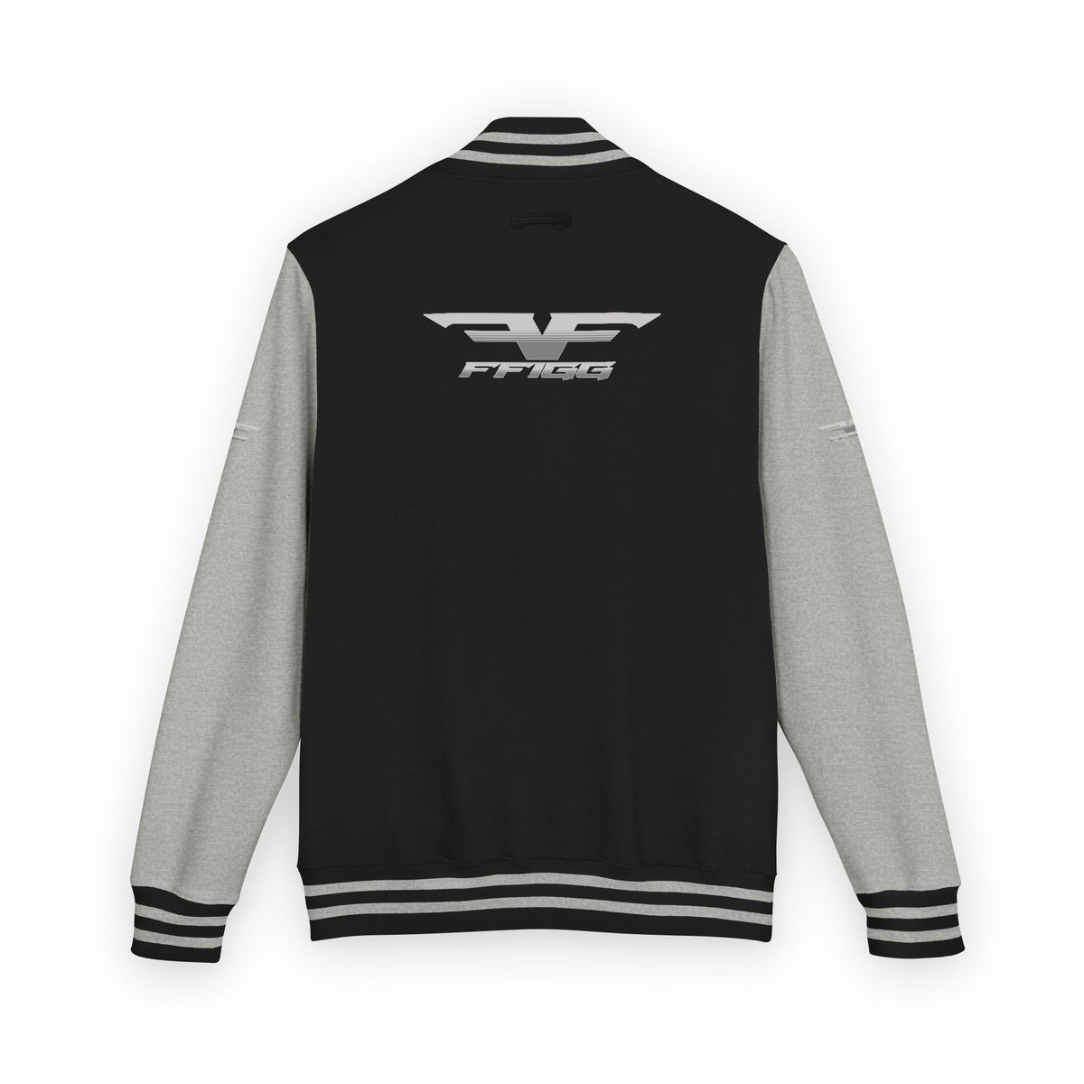 Black and White Varsity Jacket with Winged Logo
