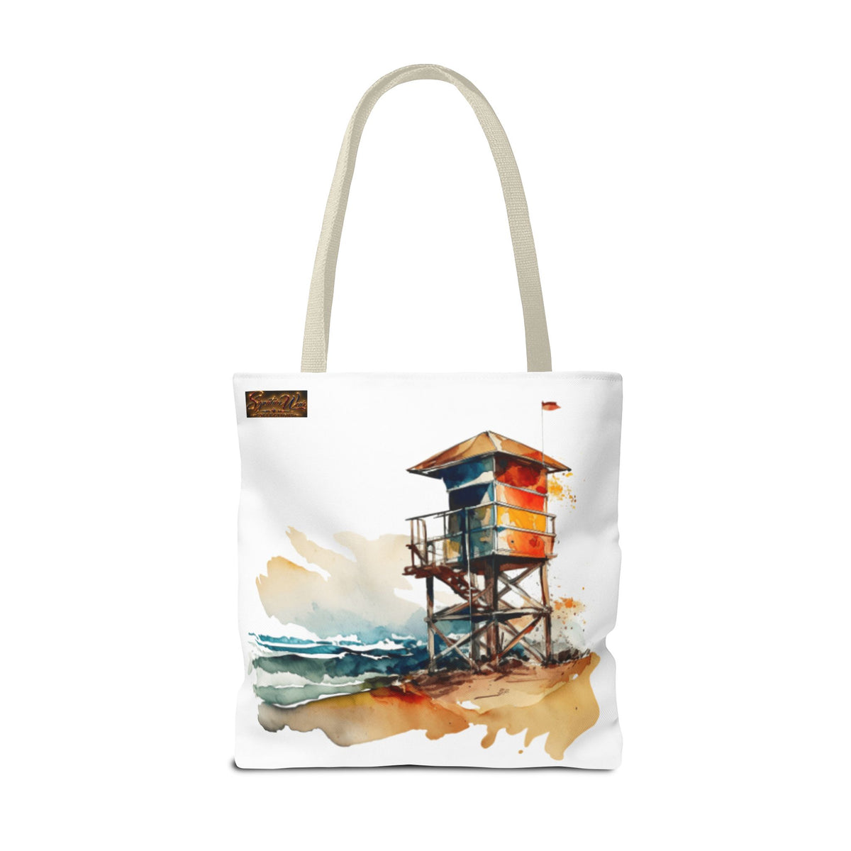 Beach Lifeguard Tower Tote Bag — Watercolor Seaside Art Tote