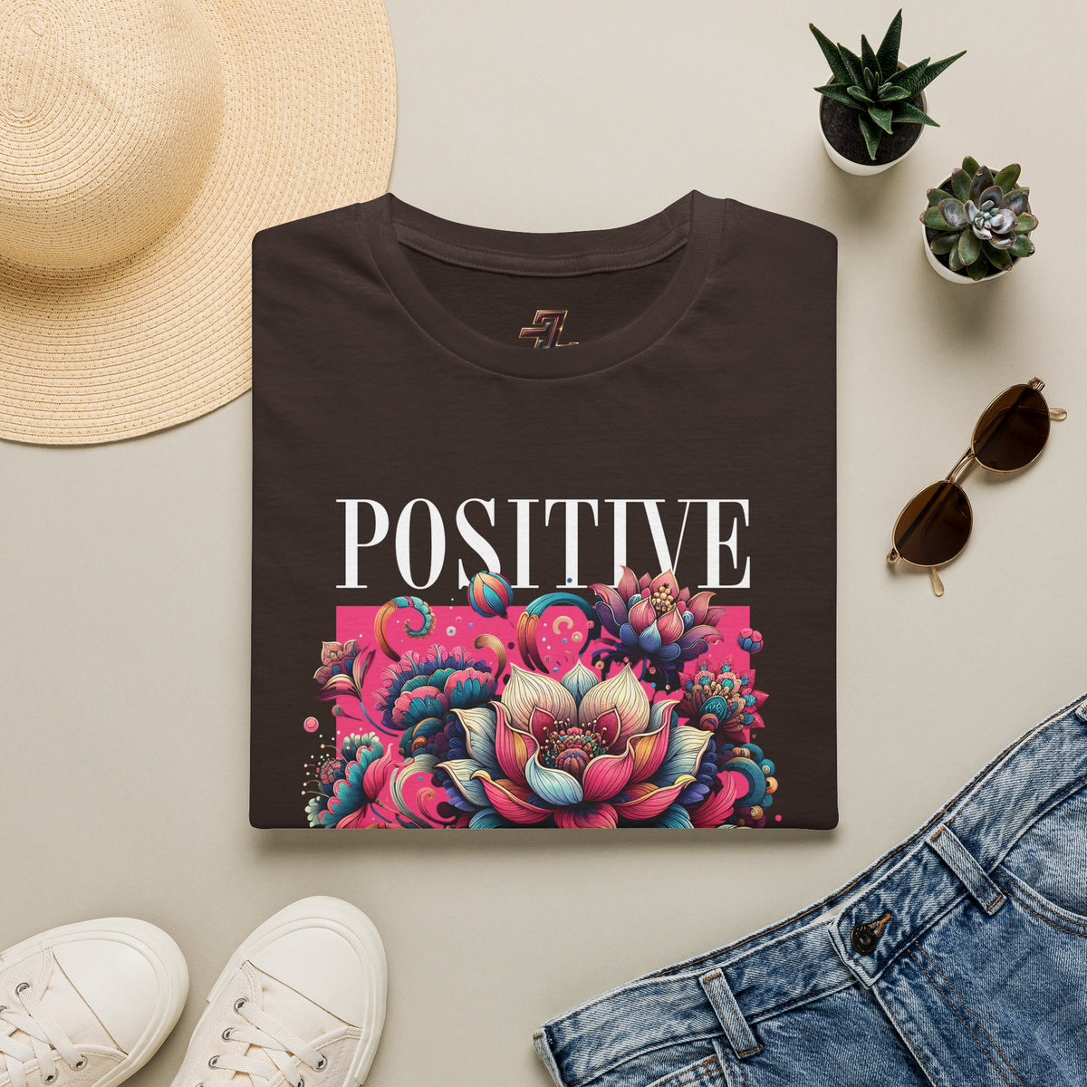 Positive Vibes T‑Shirt — Floral Retro Graphic Tee