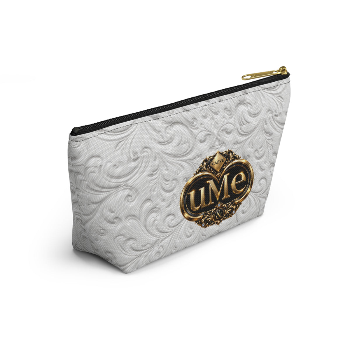 White UME Gold Crest Accessory Pouch — All-Over Print