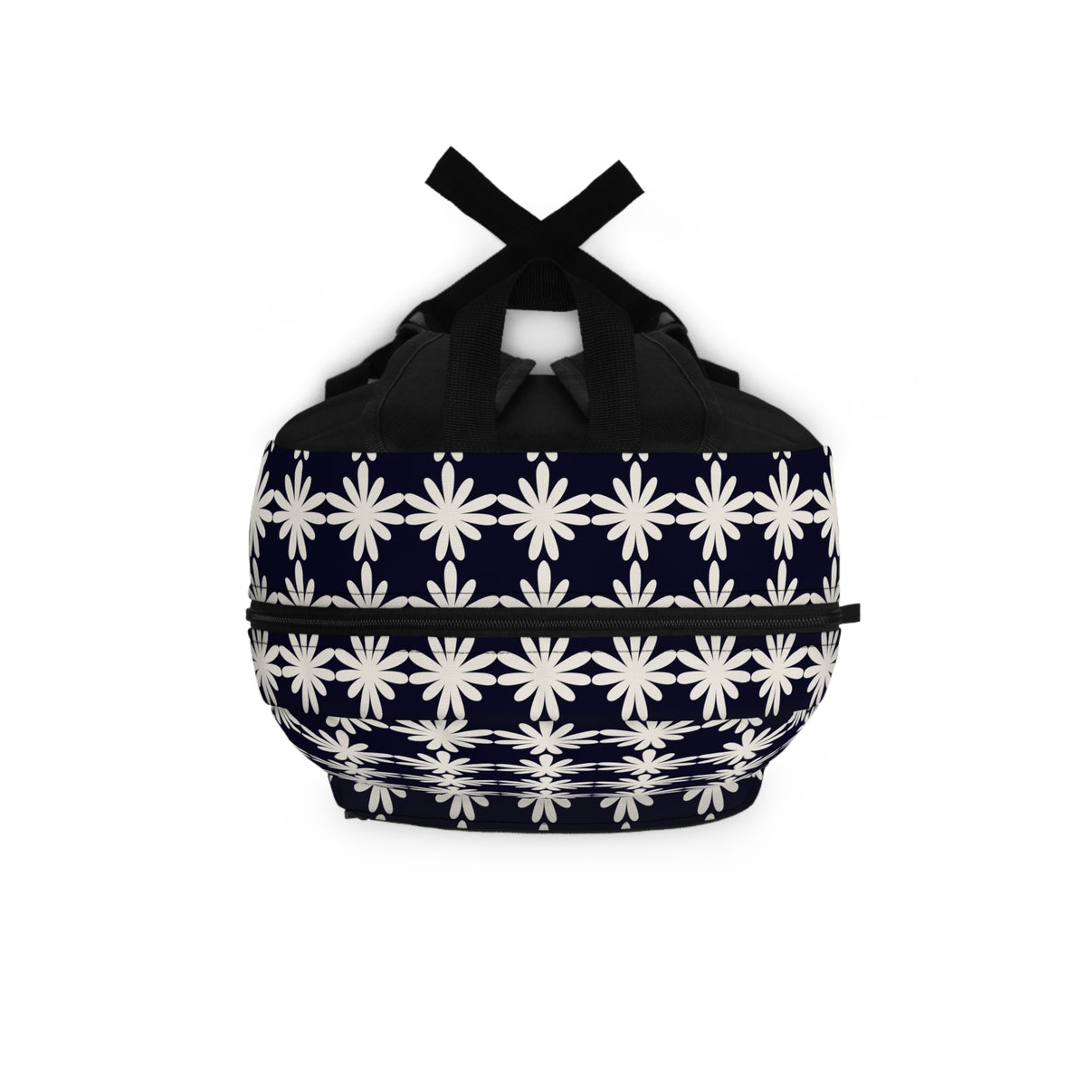 Navy Daisy Pattern Backpack — Floral Geometric School & Travel Bag