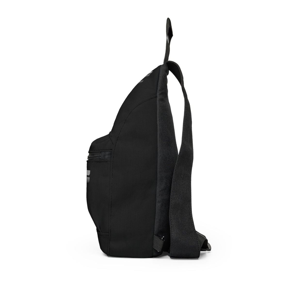 Black Minimalist Sling Bag with Front Zip Pocket