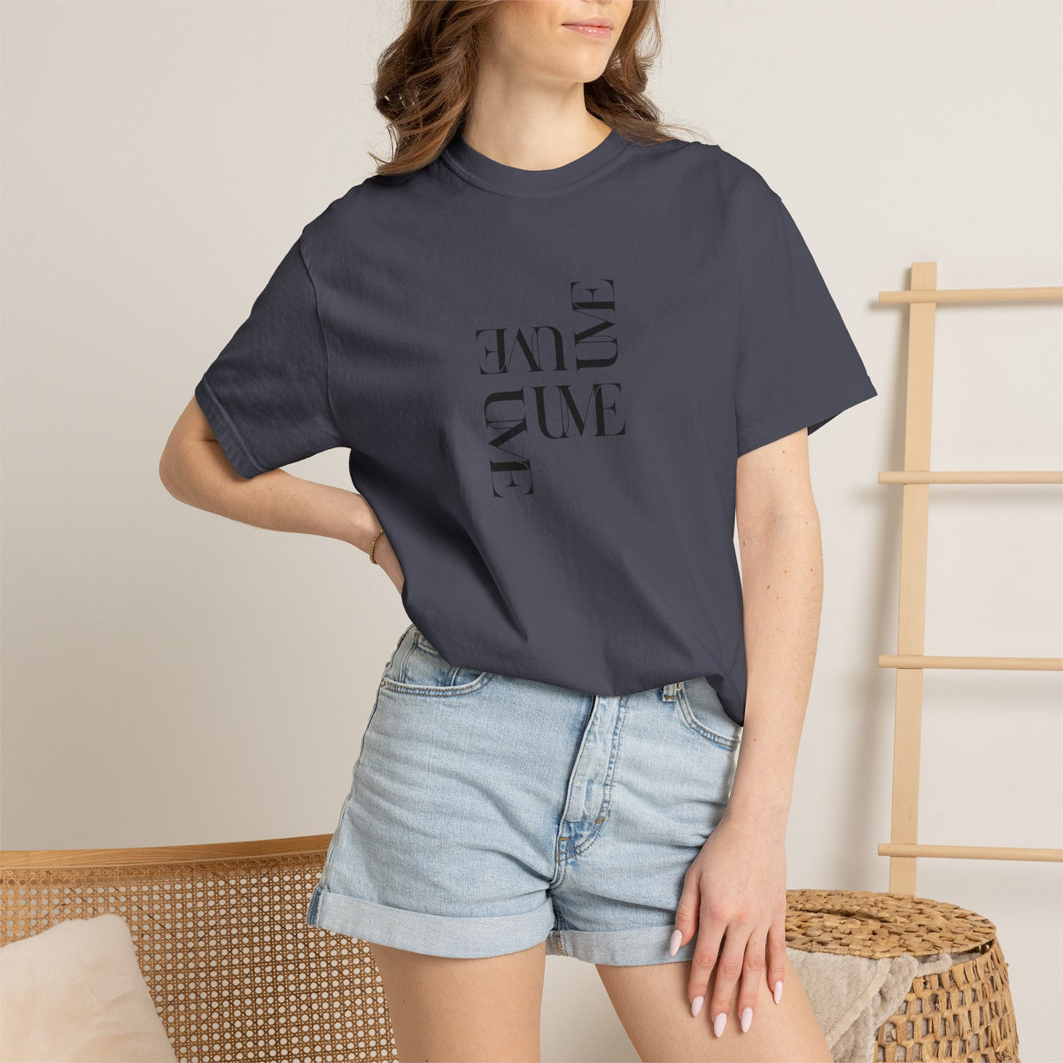 UME Typography Garment-Dyed T-Shirt — White, Ivory & More Colors