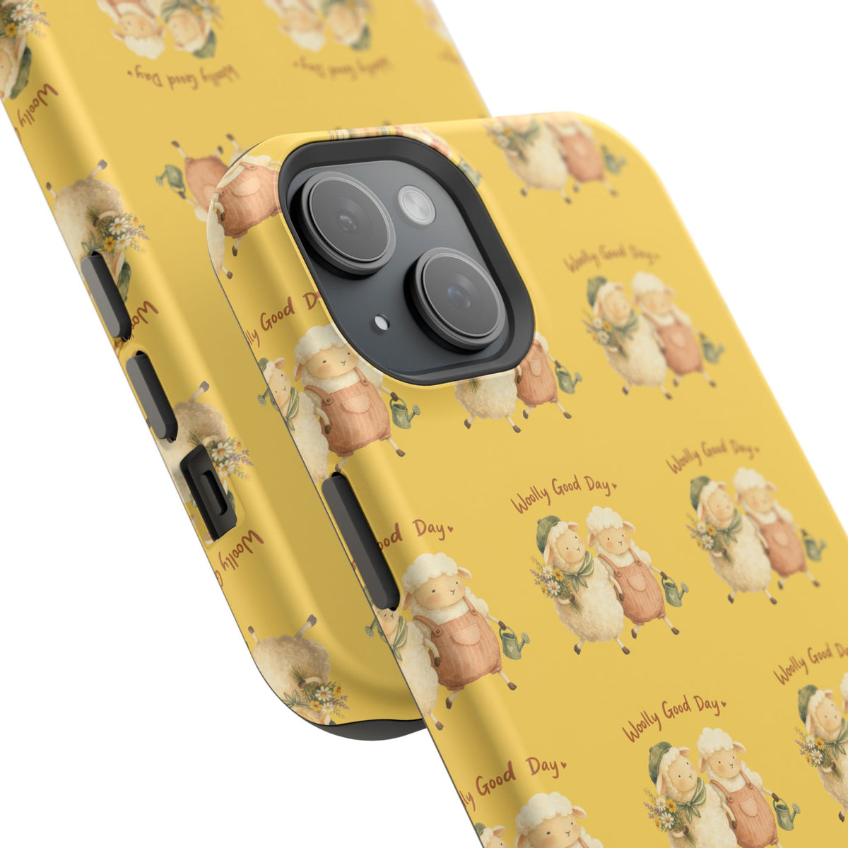 "Woolly Good Day" Phone Case — Yellow Sheep Pattern Magnetic Impact-Resistant Cover