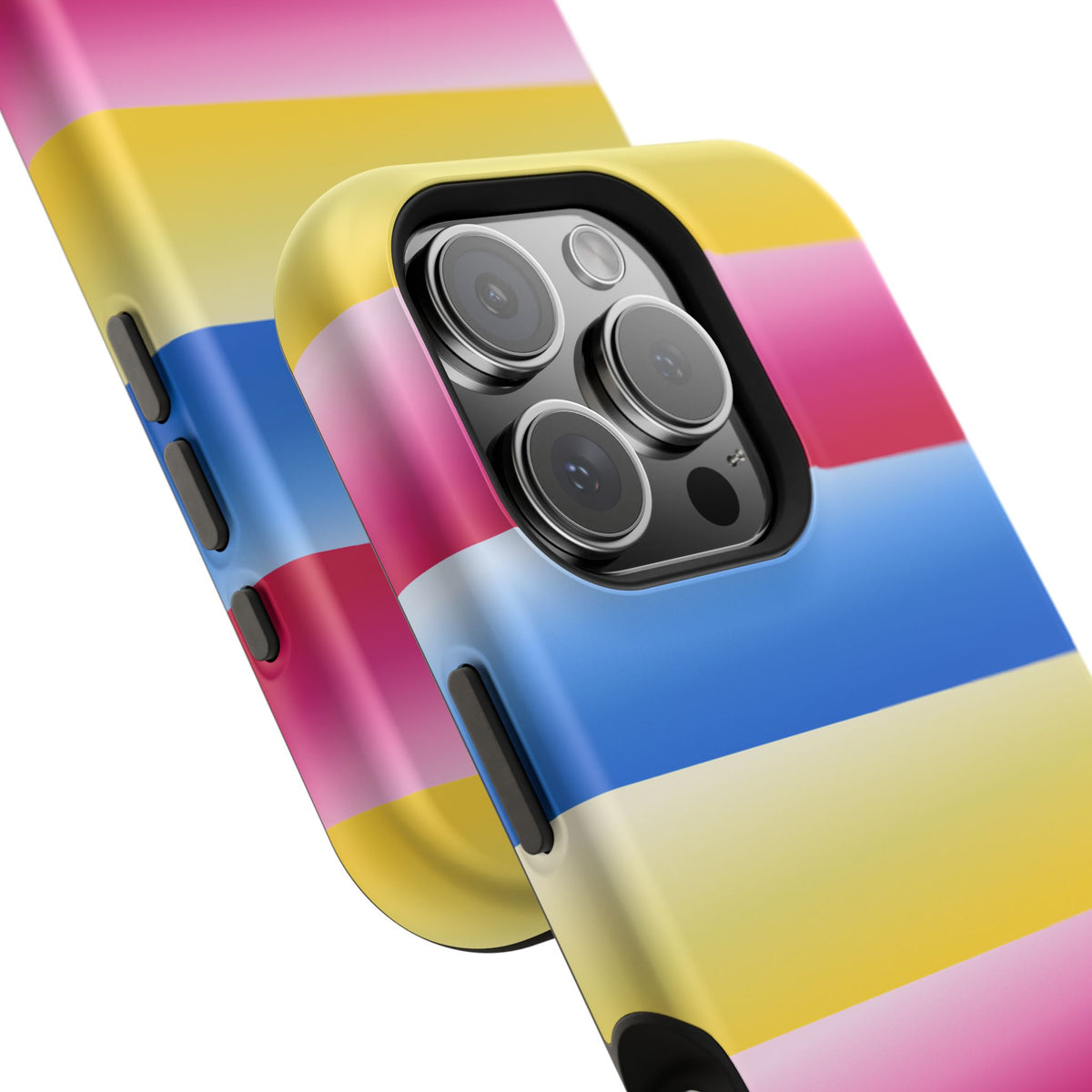 Striped Magnetic Impact-Resistant Phone Case — Colorful Pink Blue Yellow Protection
