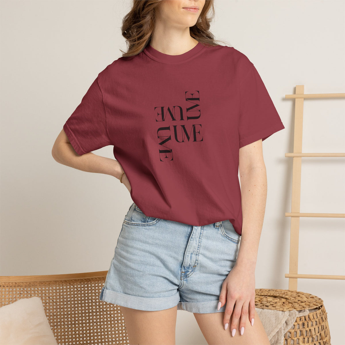 UME Typography Garment-Dyed T-Shirt — White, Ivory & More Colors