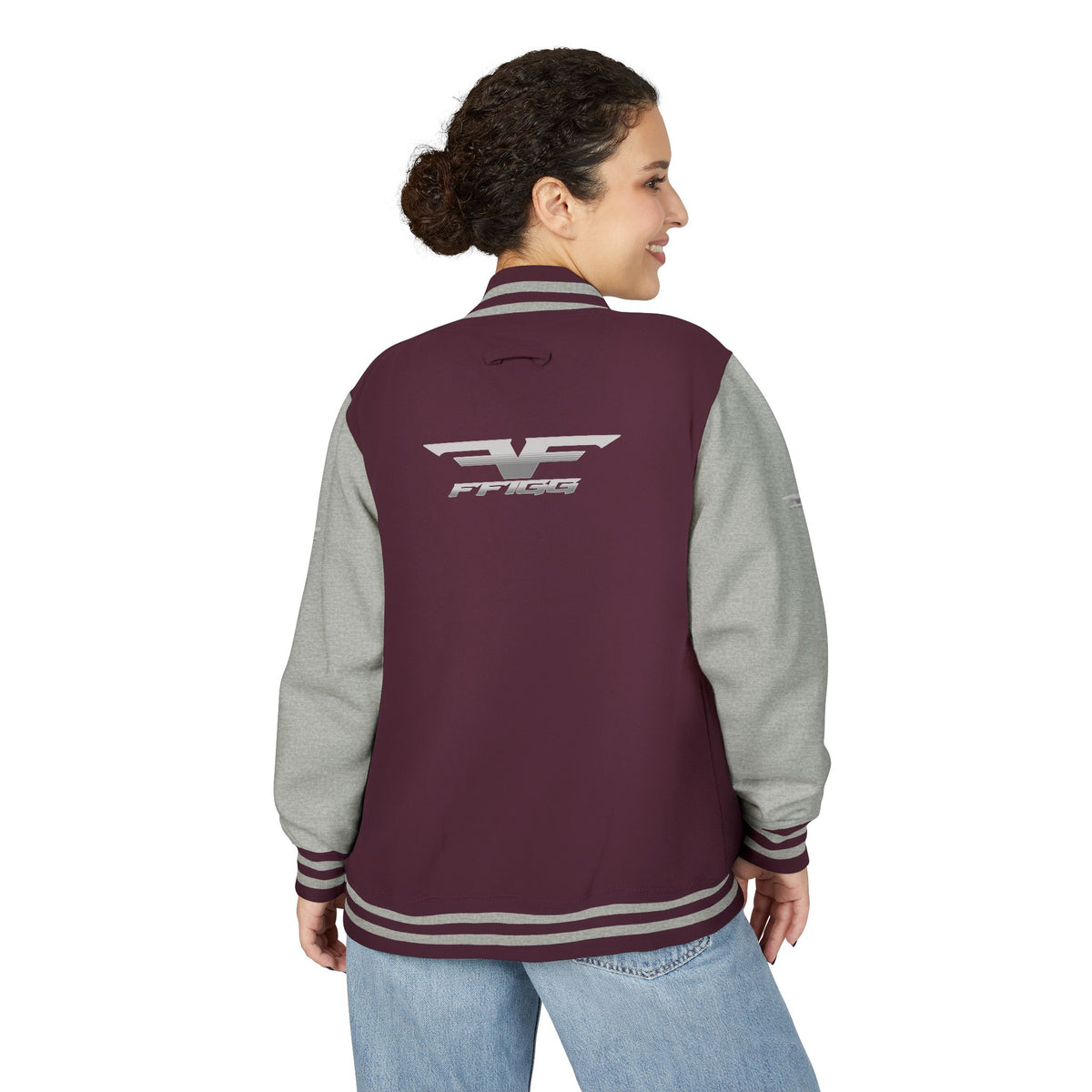 Black and White Varsity Jacket with Winged Logo