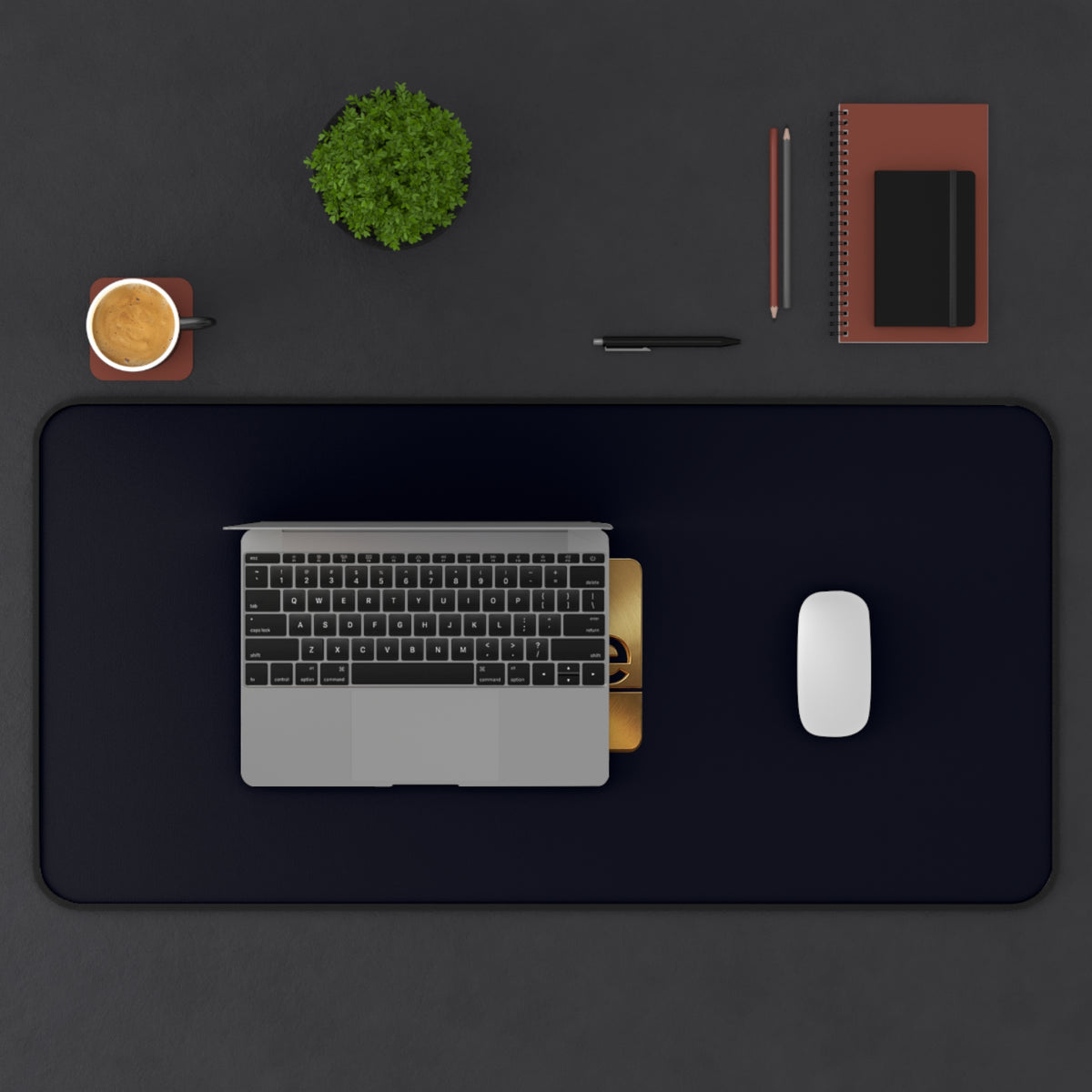 Black Desk Mat with Gold 'uMe' Logo — Luxury Office Mouse Pad