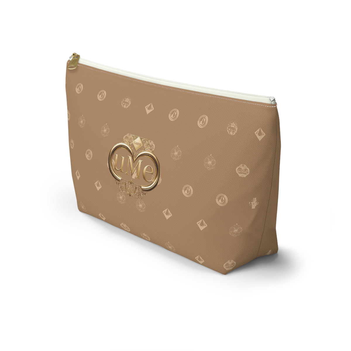 Beige Monogram Accessory Pouch — Luxury T-Bottom Makeup Bag