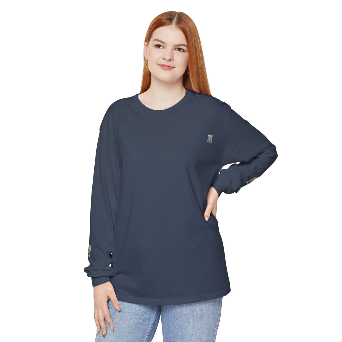 Garment-Dyed Long-Sleeve T-Shirt — Multi-Color Minimal Graphic