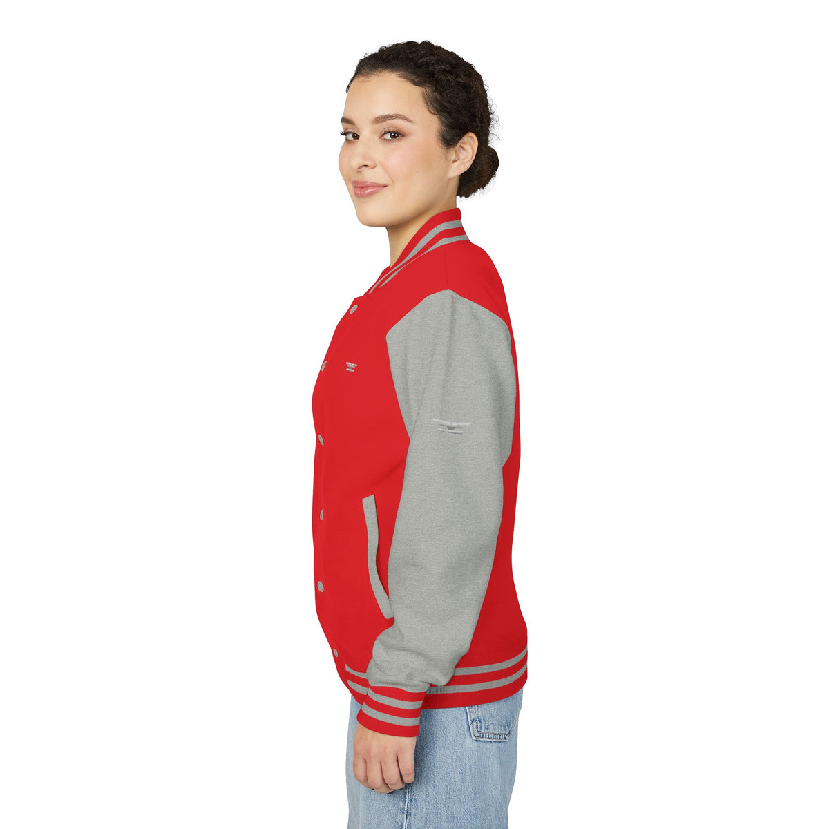 Black and White Varsity Jacket with Winged Logo