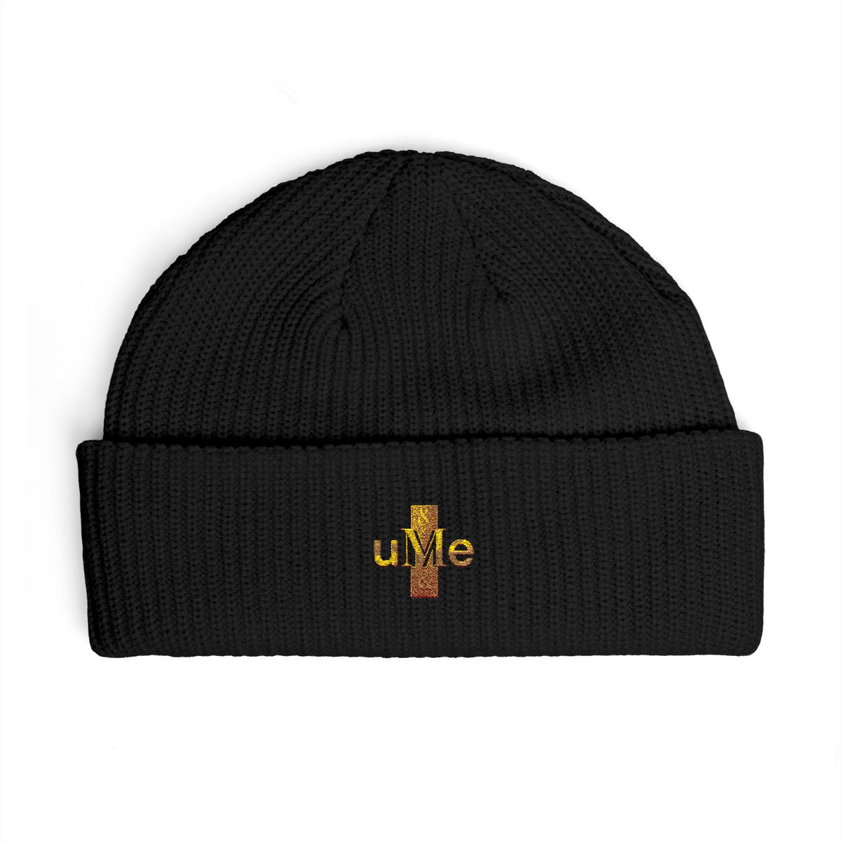 Ribbed Cuff Beanie — Multi-Color Gold Embroidered Hat