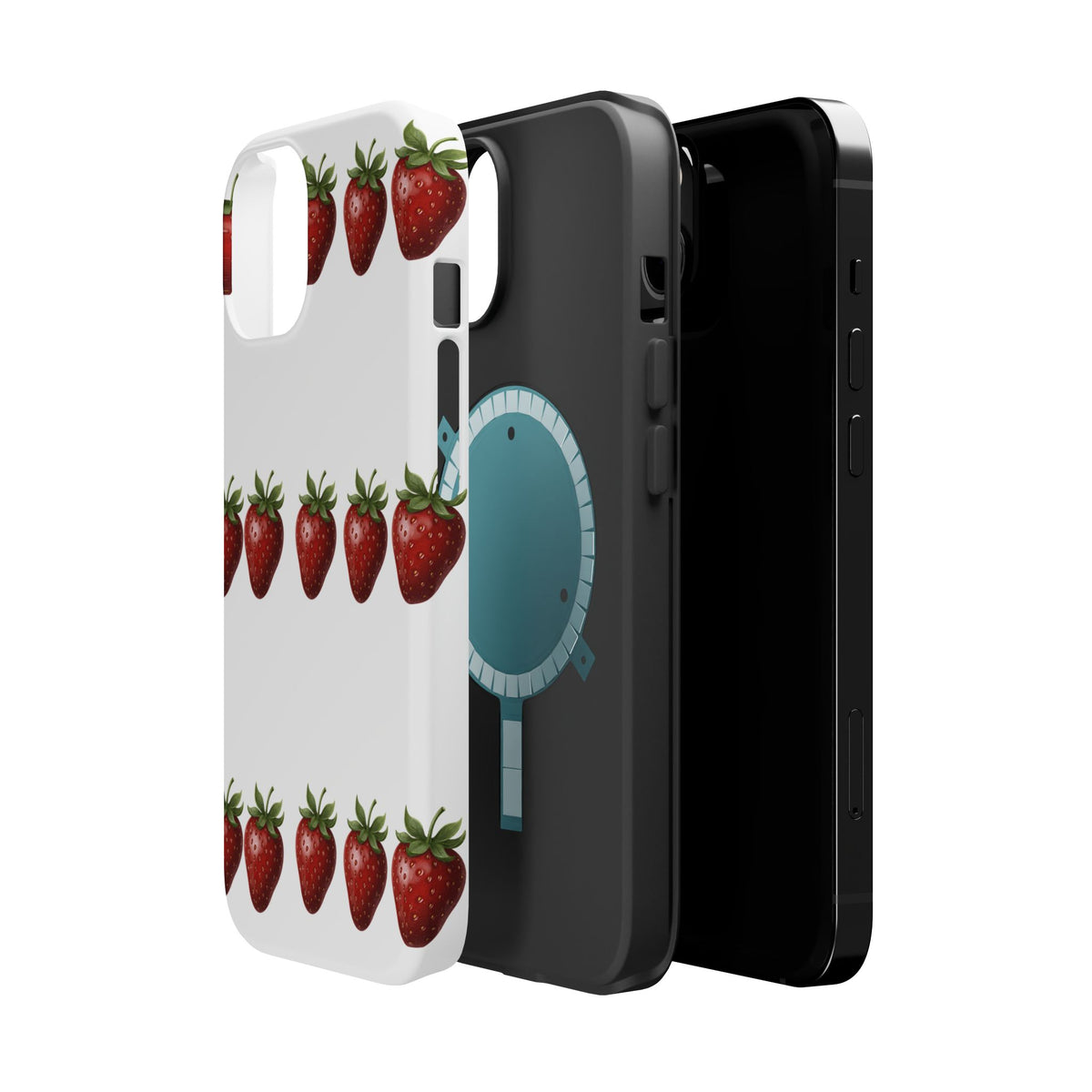 Strawberry Row Phone Case — White MagSafe Magnetic Impact-Resistant Cover