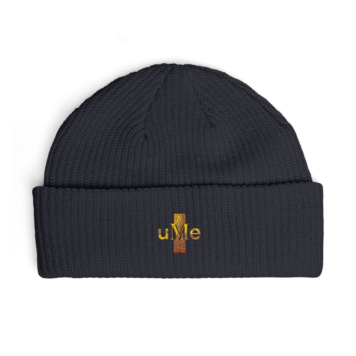 Ribbed Cuff Beanie — Multi-Color Gold Embroidered Hat