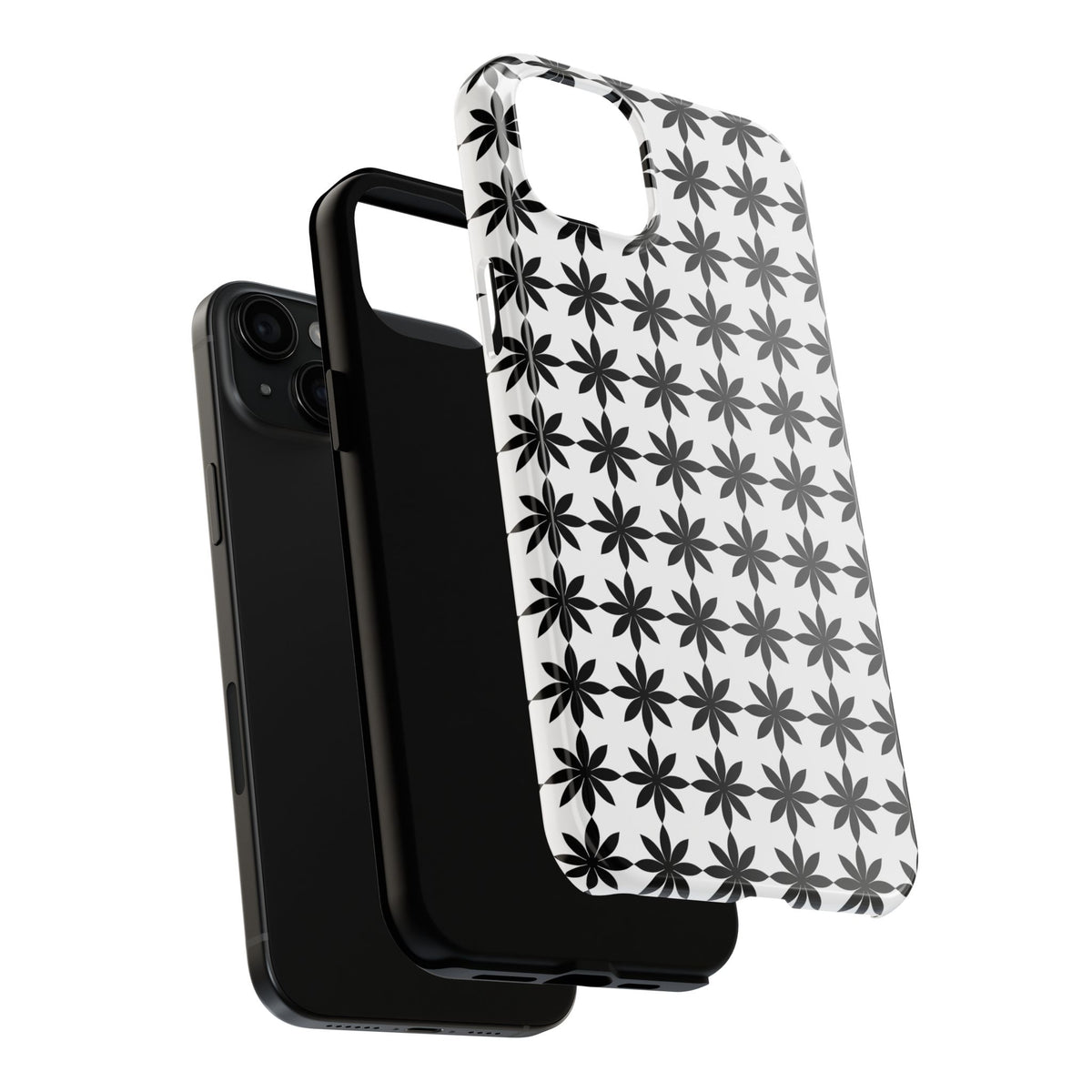 Tough Phone Case — Black & White Geometric Star Pattern