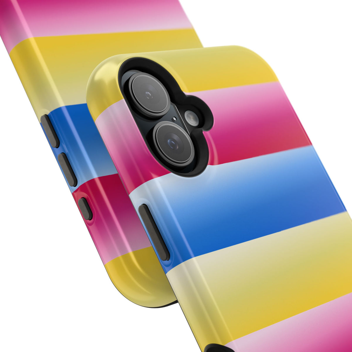 Striped Magnetic Impact-Resistant Phone Case — Colorful Pink Blue Yellow Protection