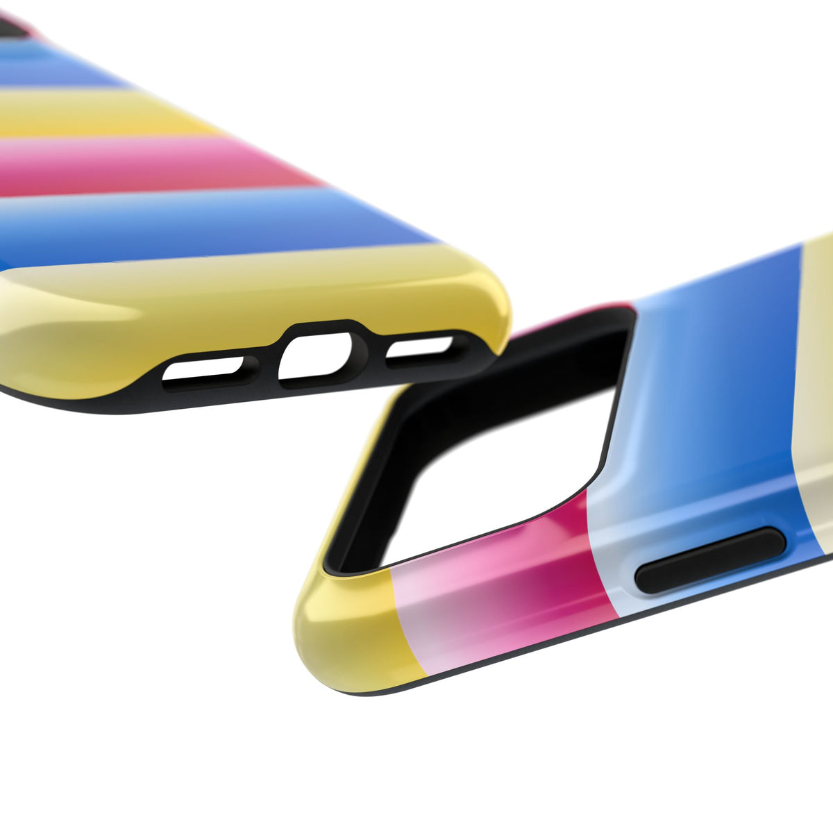 Striped Magnetic Impact-Resistant Phone Case — Colorful Pink Blue Yellow Protection