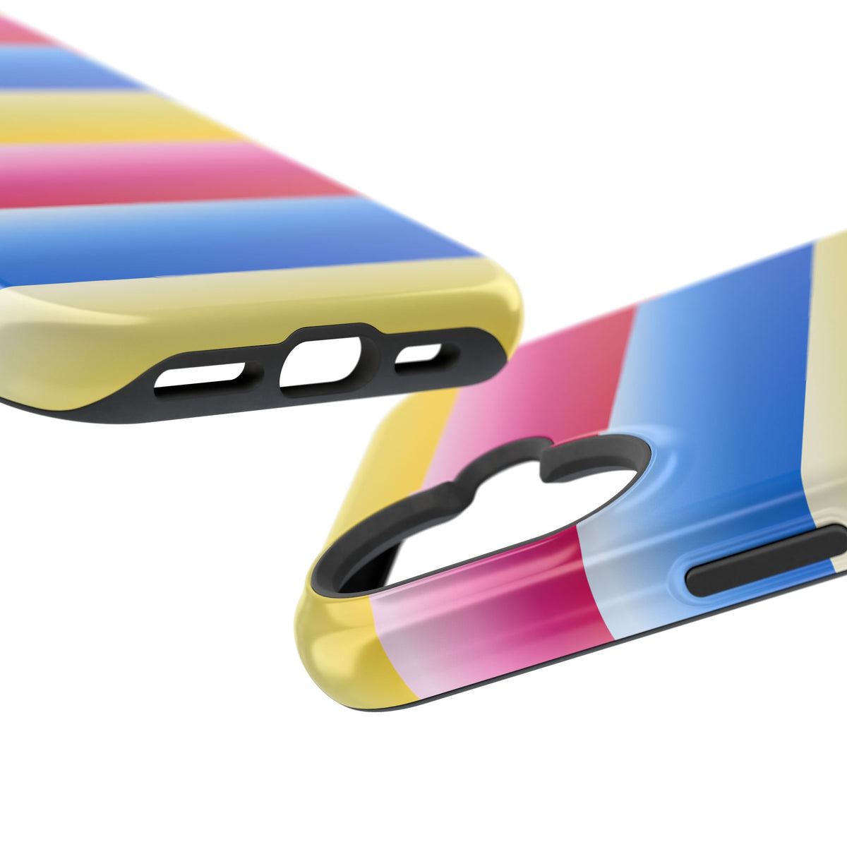 Striped Magnetic Impact-Resistant Phone Case — Colorful Pink Blue Yellow Protection