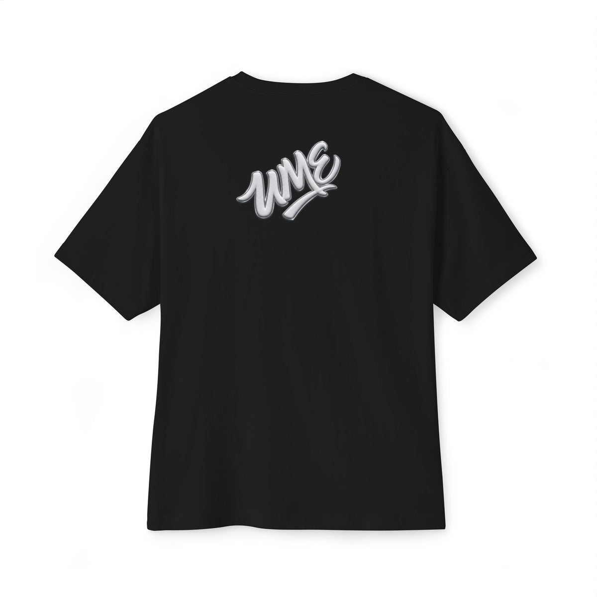 UME Script Logo Boxy Tee — White Oversized Graphic T-Shirt