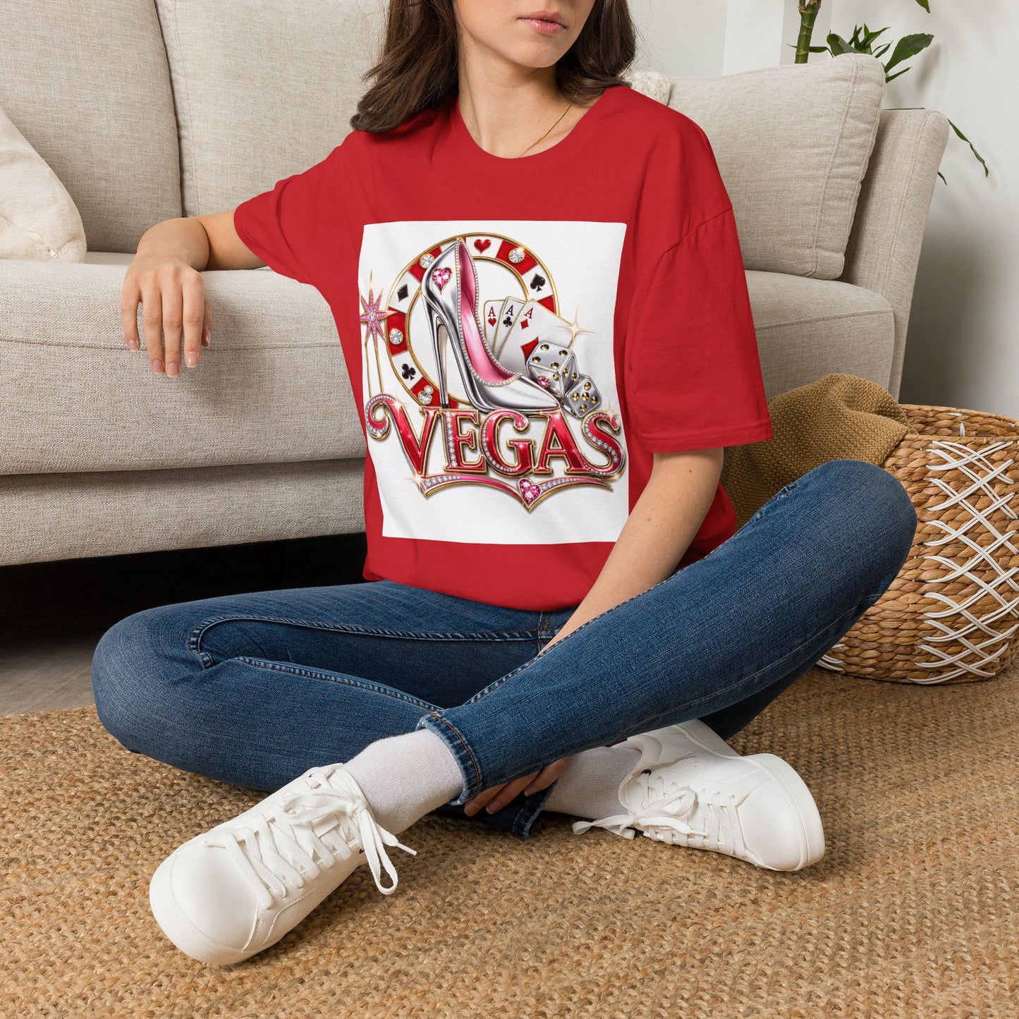 Las Vegas Casino Heels T-Shirt – Retro Vegas Cards & Dice Graphic