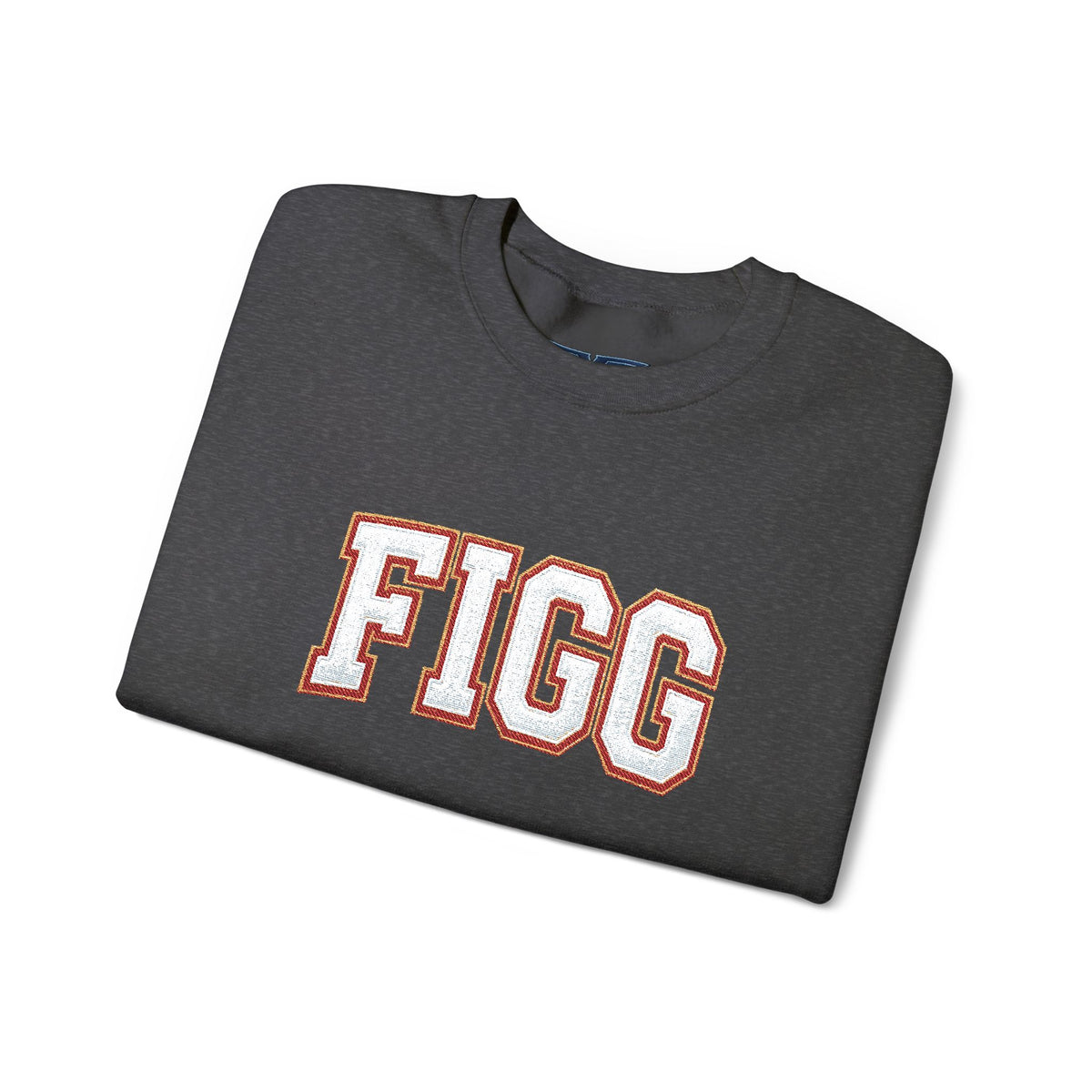 FFiGG Embroidered Collegiate Crewneck — Sport Grey, Black & More Colors