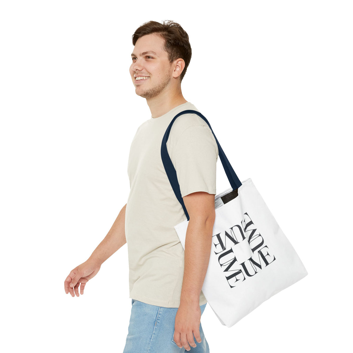 UME Square Typography Tote Bag — White