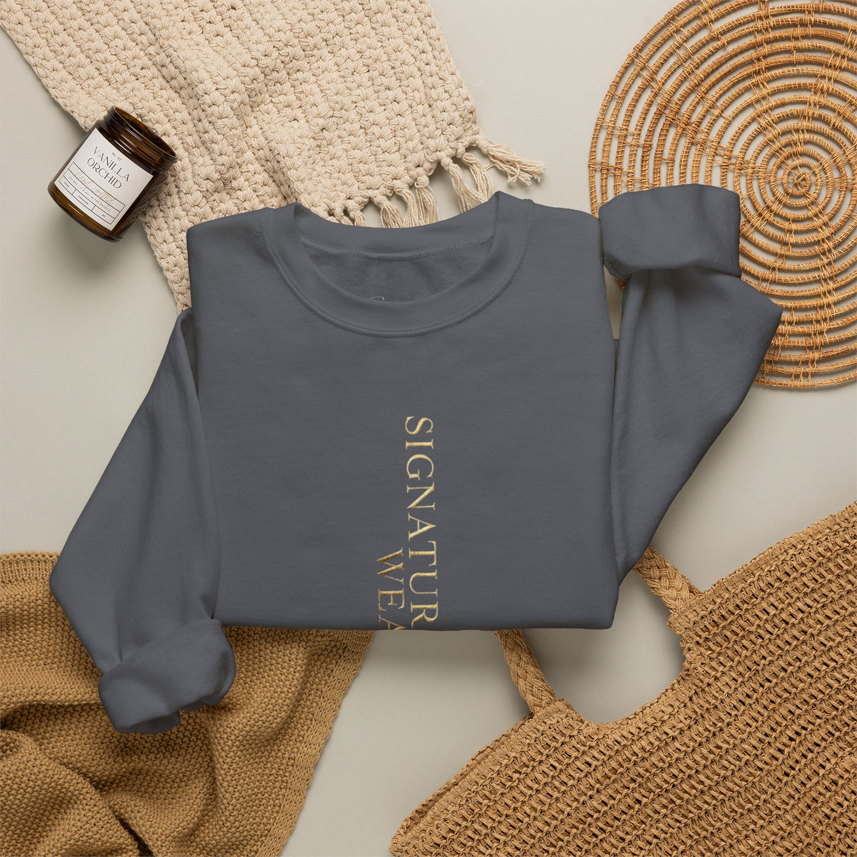 Signature Wear Minimalist Crewneck Sweatshirt — Black, Sand & More