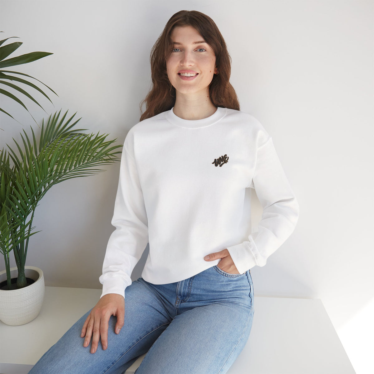 Crewneck Sweatshirt — UME Black Logo All-Over Print