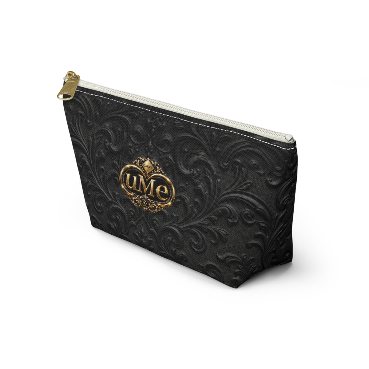 Black UME Gold Crest Accessory Pouch — All-Over Print