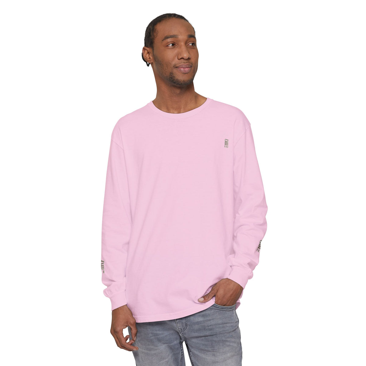 Garment-Dyed Long-Sleeve T-Shirt — Multi-Color Minimal Graphic