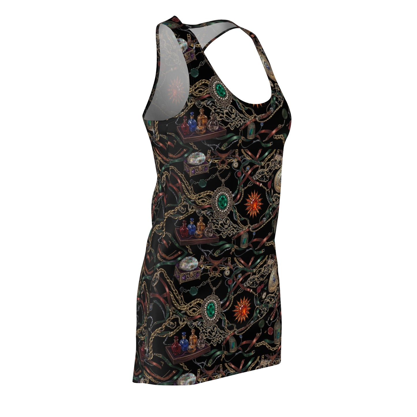 Racerback Dress — Bohemian Jewel & Chain All-Over Print