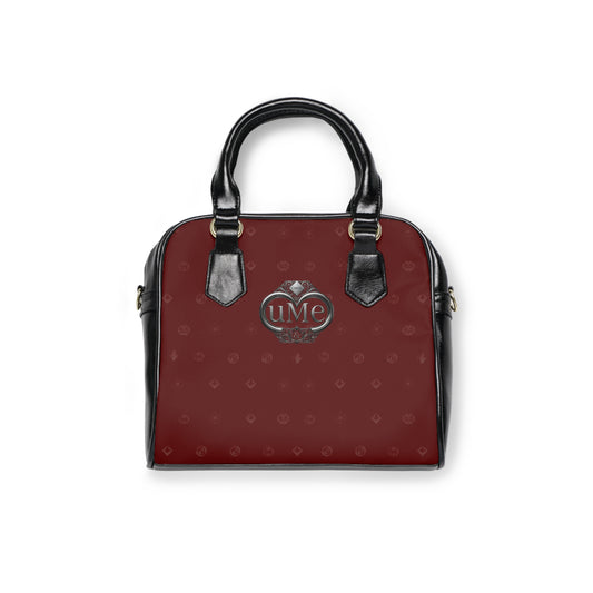 Burgundy UME Monogram Shoulder Handbag — Elegant Everyday Tote