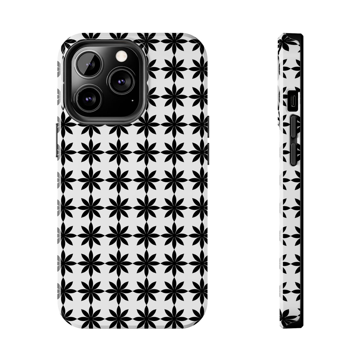 Tough Phone Case — Black & White Geometric Star Pattern