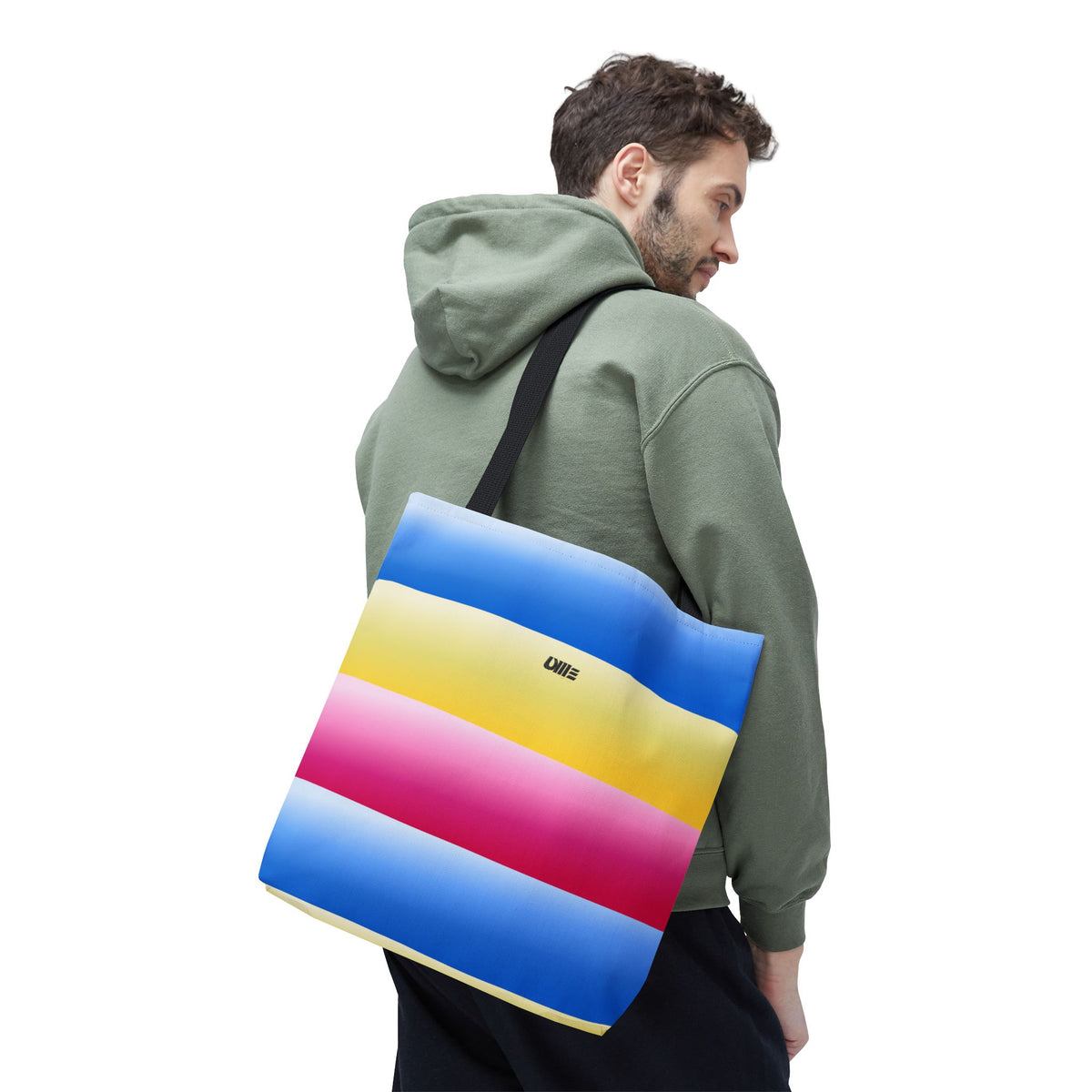 Colorful Pride Stripes Tote Bag – Pastel Blue, Yellow & Pink AOP