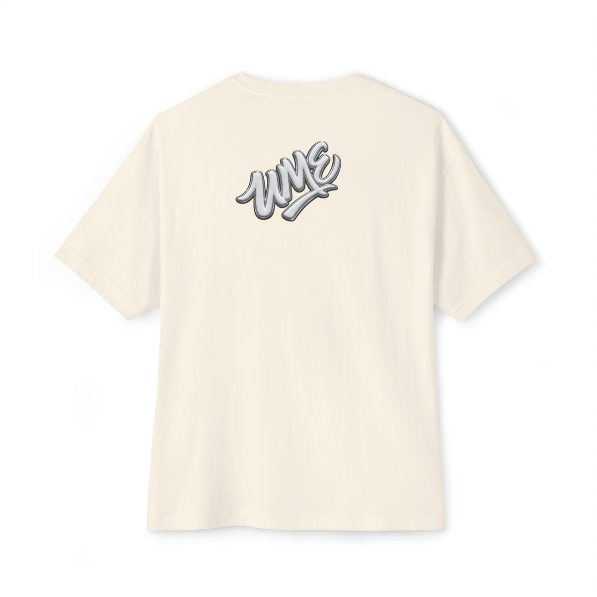 UME Script Logo Boxy Tee — White Oversized Graphic T-Shirt