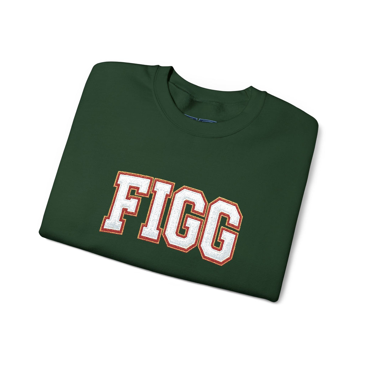 FFiGG Embroidered Collegiate Crewneck — Sport Grey, Black & More Colors