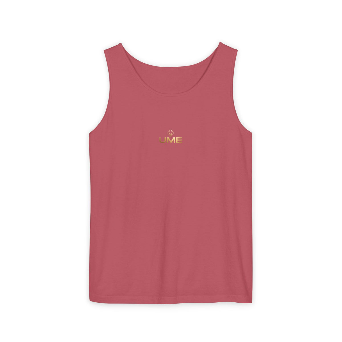 UME Gold Vertical Logo Tank Top – Garment-Dyed Unisex Muscle Tee