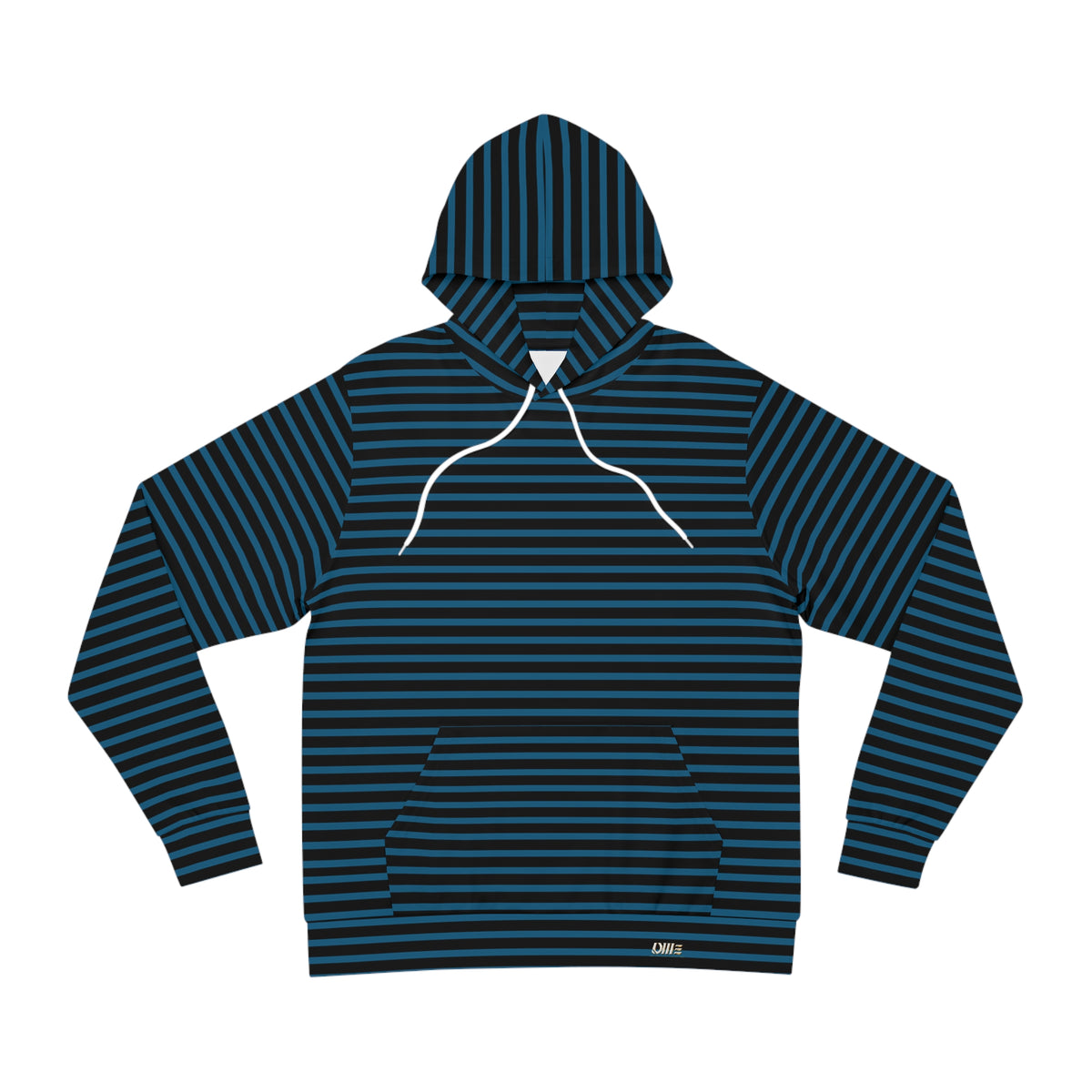 Striped Fashion Hoodie — Black UME All-Over Print Casual Pullover