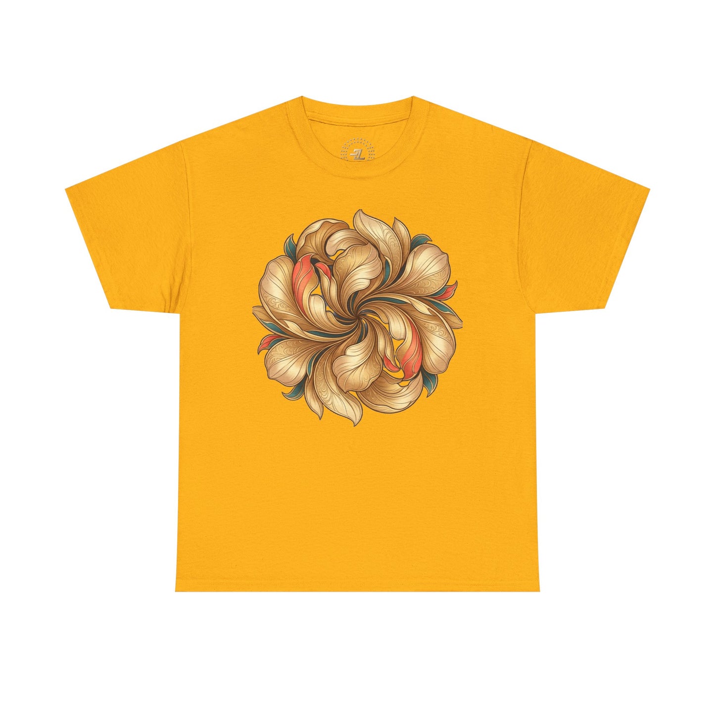 Floral Swirl Tee — Golden Petal Graphic T-Shirt